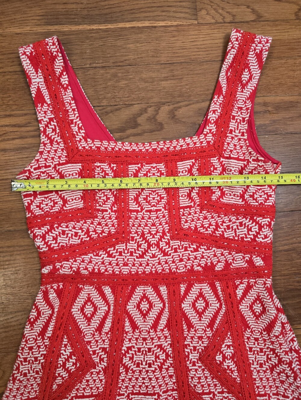 Maeve Emma Geometric Fit-Flare Embroidered Knit Dress Sz.0 Crochet Sleeveless - Picture 9 of 14